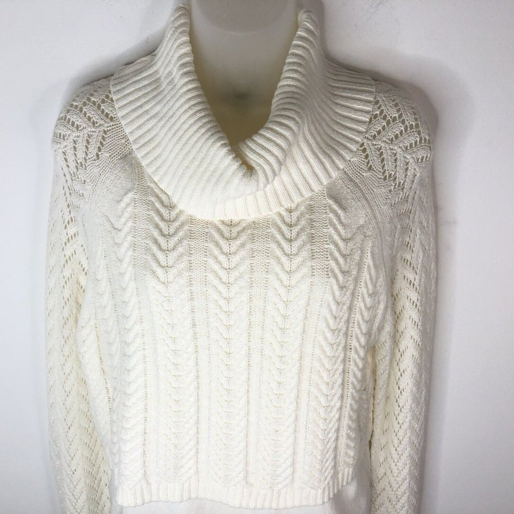 Vince Camuto Womens Knit Turtleneck Sweater Size Medium Cropped Layered